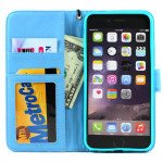 Wholesale iPhone 7 Plus Folio Flip Leather Wallet Case with Strap (Blue)
